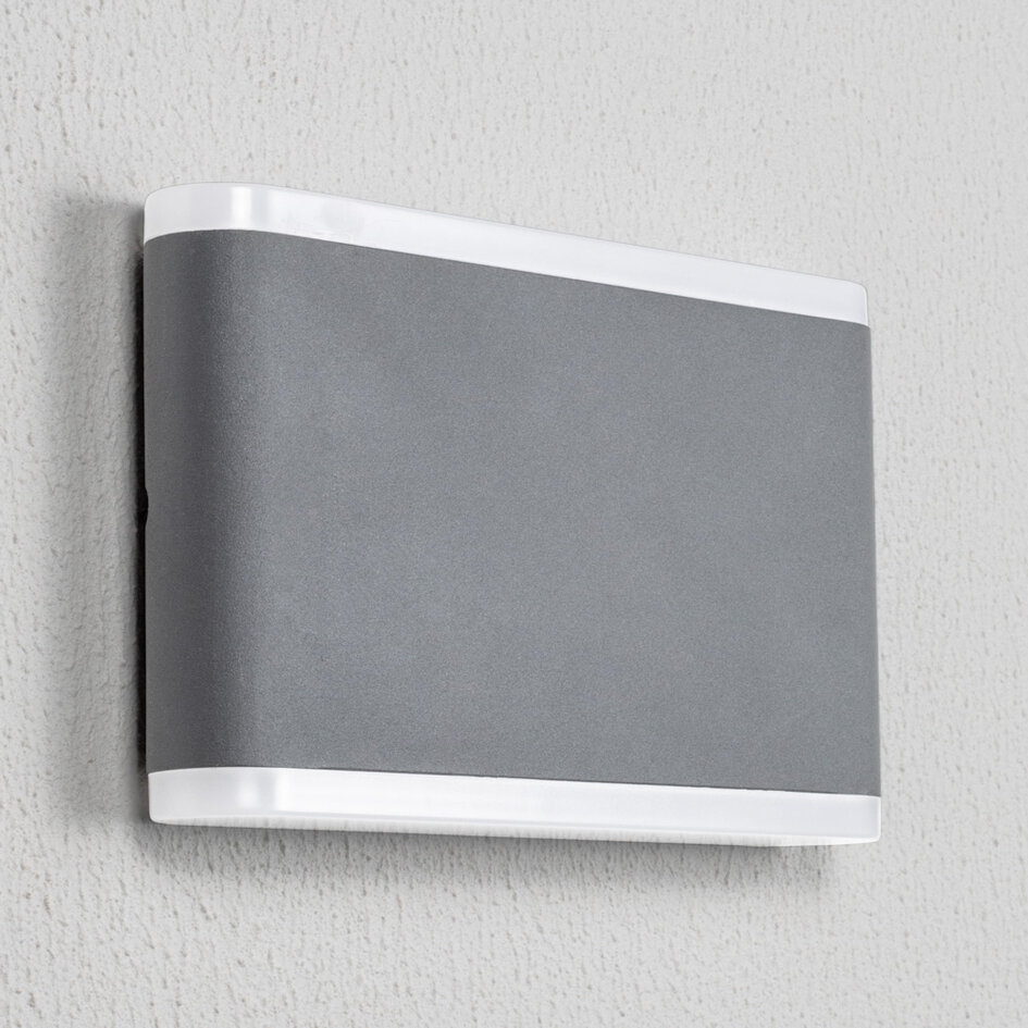 Platt utomhusvägglampa Demi - grå 12W