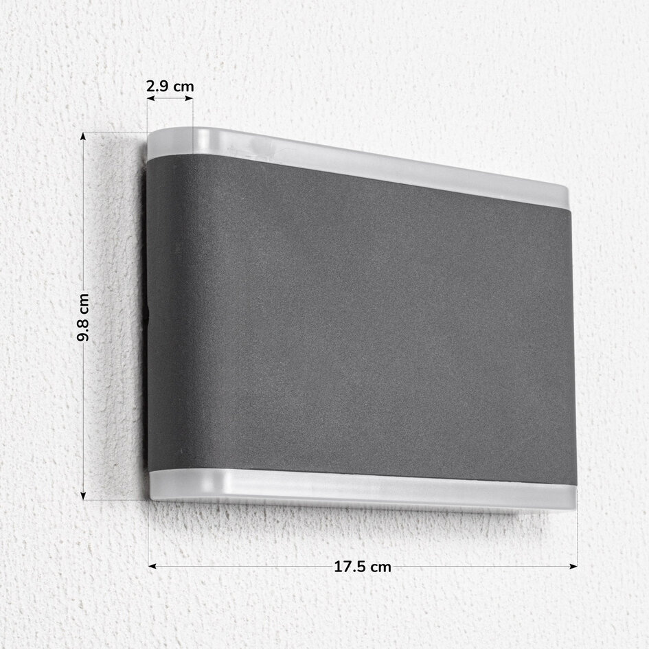 Platt utomhusvägglampa Demi - grå 12W
