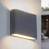 Platt utomhusvägglampa med glas - antracit 6 eller 12W