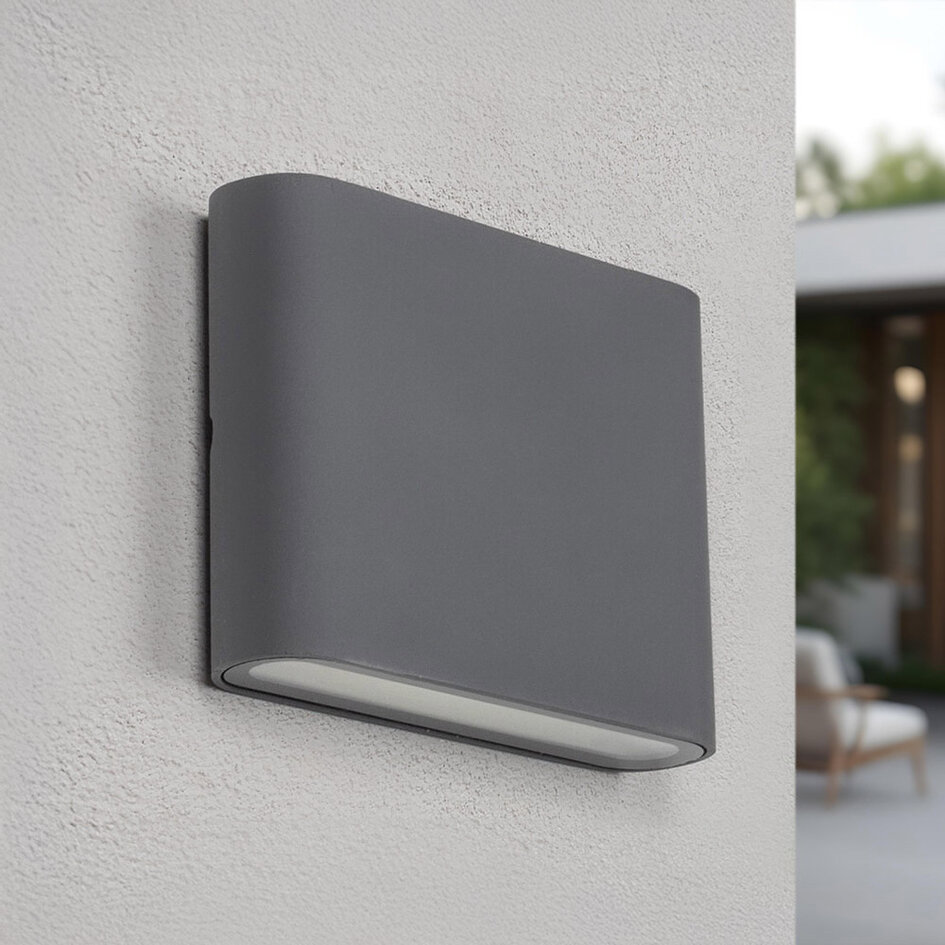 Platt utomhusvägglampa med glas - antracit 6 eller 12W