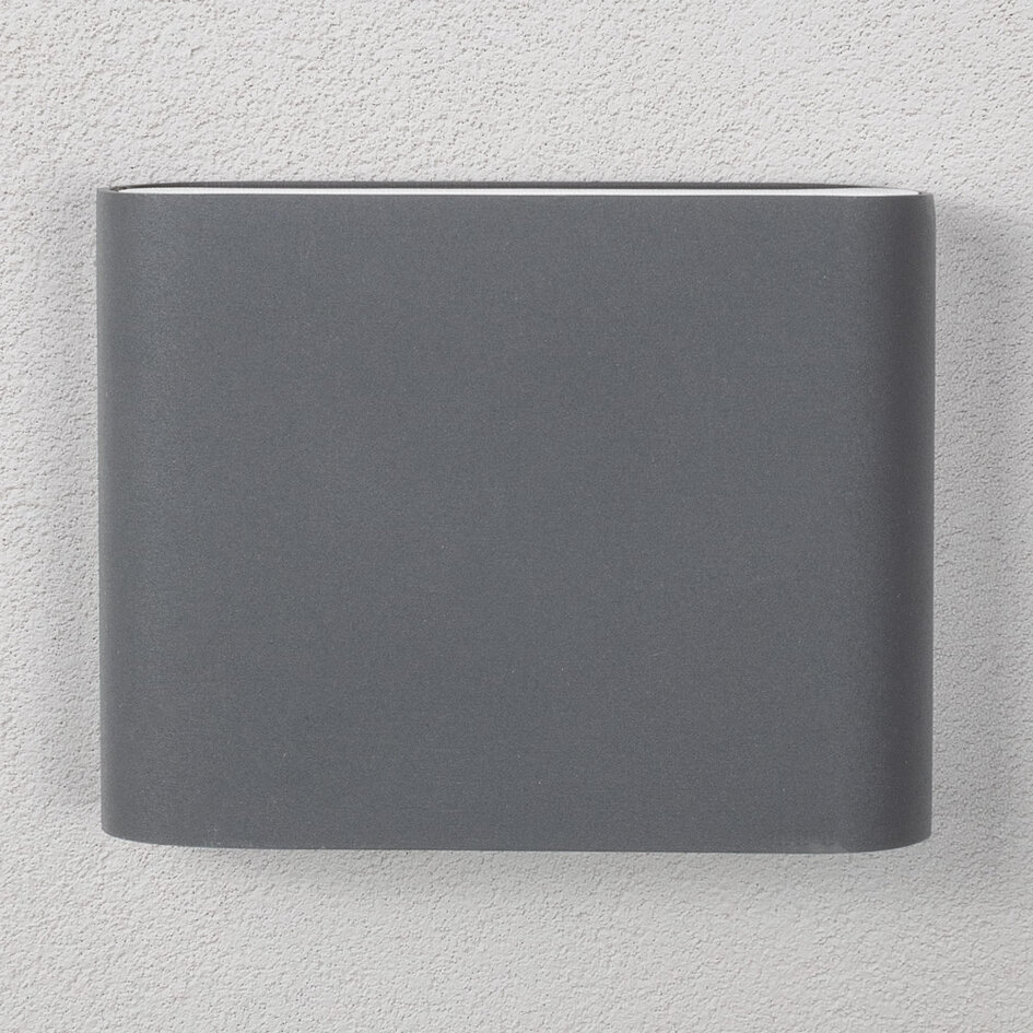 Platt utomhusvägglampa med glas - antracit 6 eller 12W