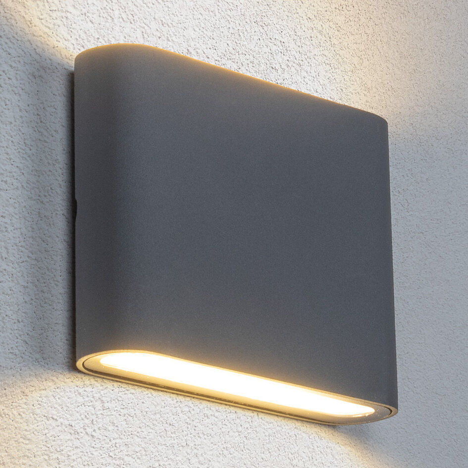 Platt utomhusvägglampa med glas - antracit 6 eller 12W