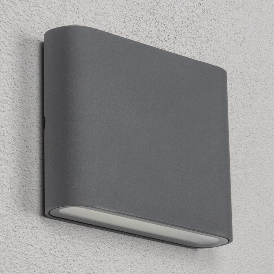 Platt utomhusvägglampa med glas - antracit 6 eller 12W