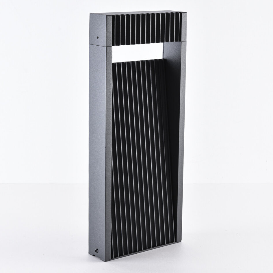 Stående utomhuslampa Andrew med räfflad design - antracit med integrerad LED