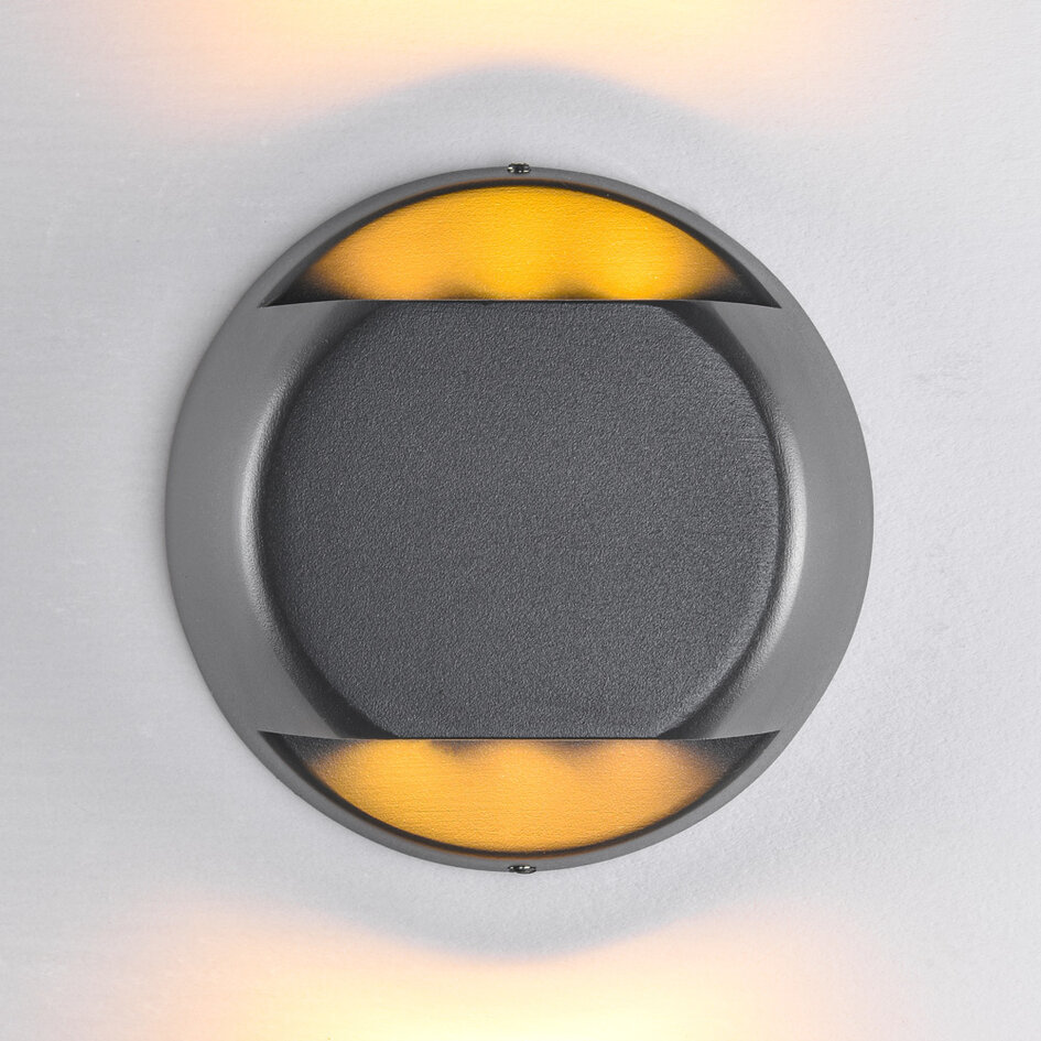 Rund utomhusvägglampa Geoffrey - svart med integrerad LED