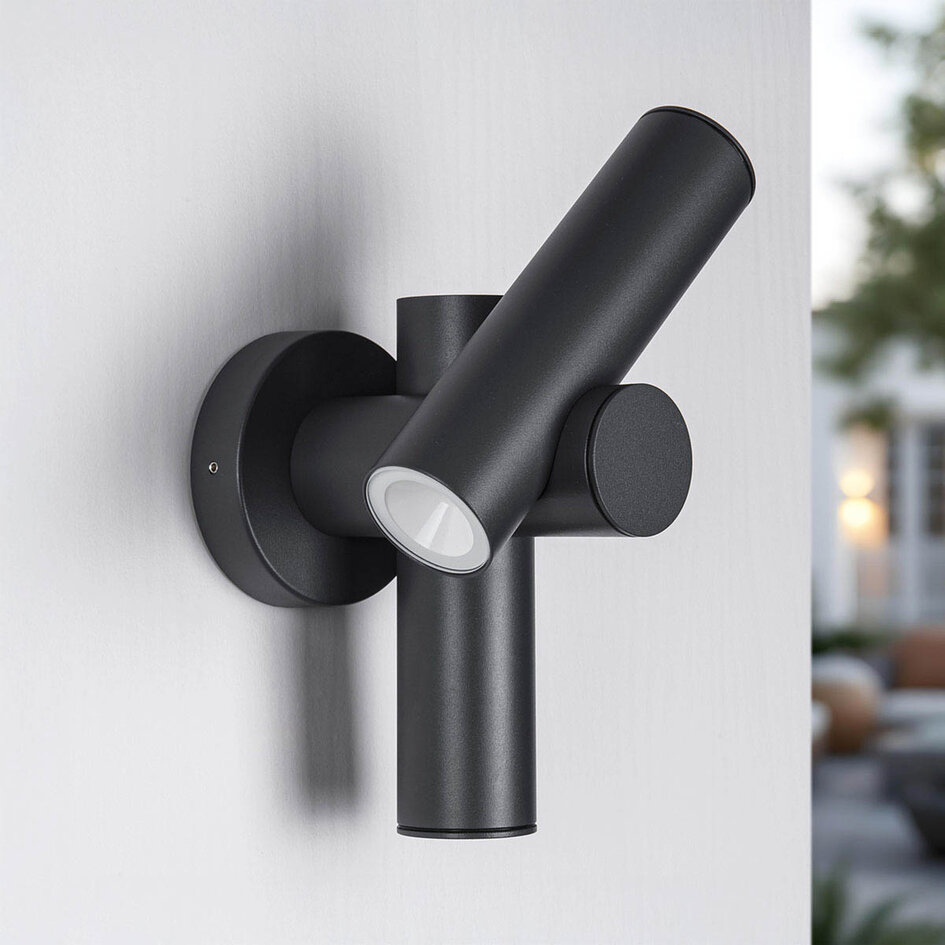 Vridbar utomhusvägglampa Thekla - antracit med integrerad LED