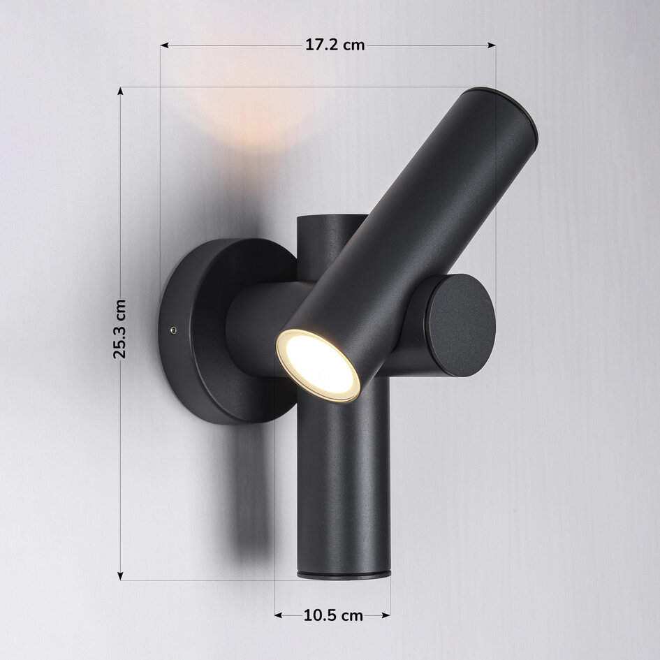 Vridbar utomhusvägglampa Thekla - antracit med integrerad LED