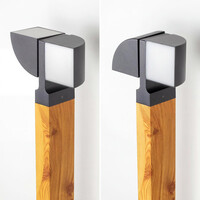 Stående utomhuslampa Xenia i träutseende - Utrustad med integrerad LED