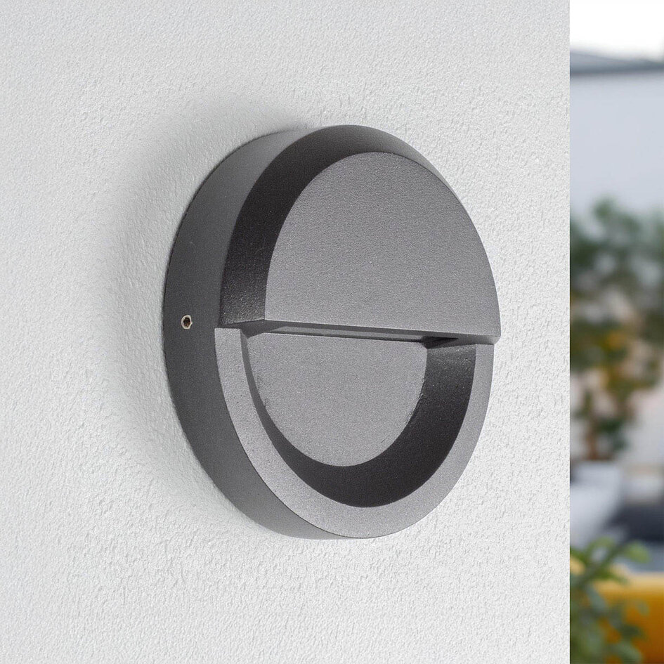 Rund utomhusvägglampa Milano - antracit med integrerad LED