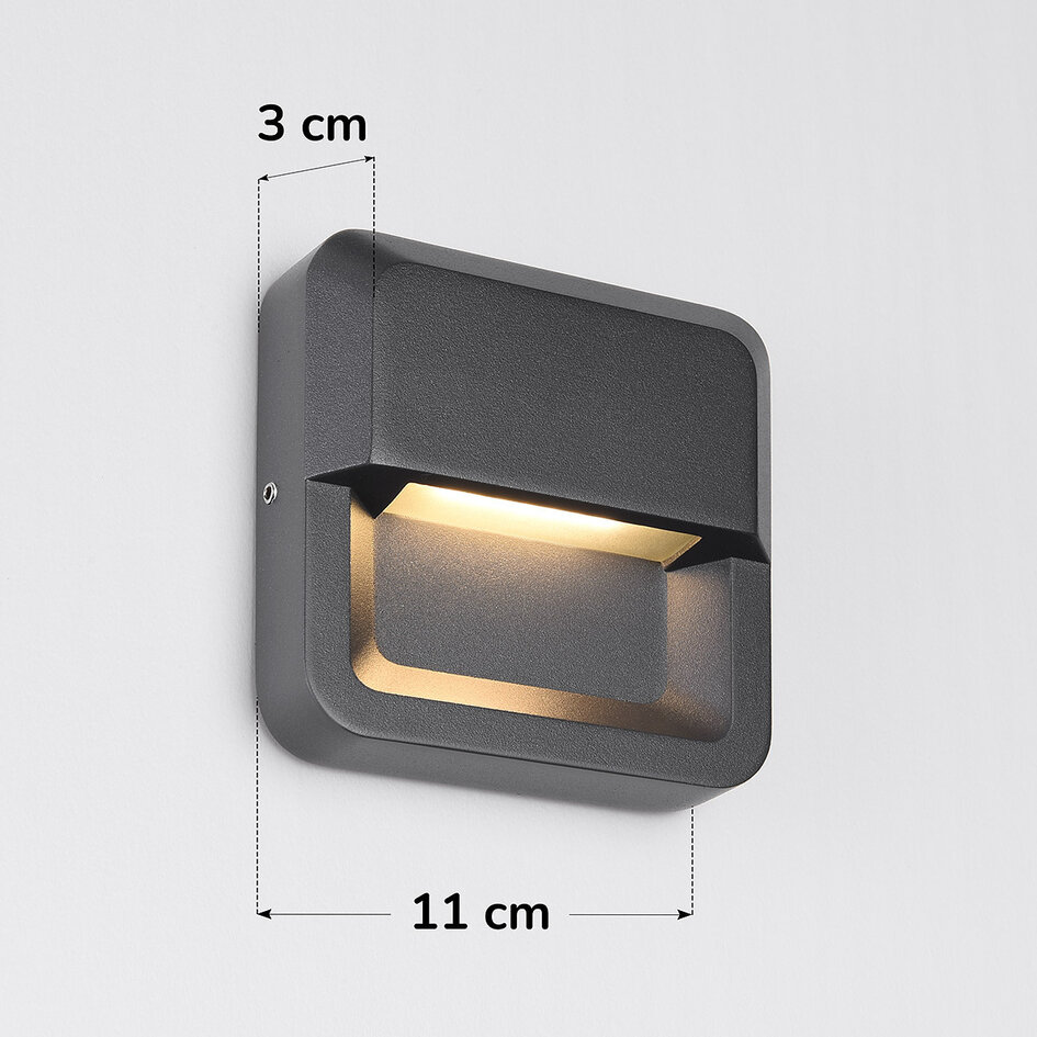 Kvadratisk utomhusvägglampa Nico - antracit med integrerad LED