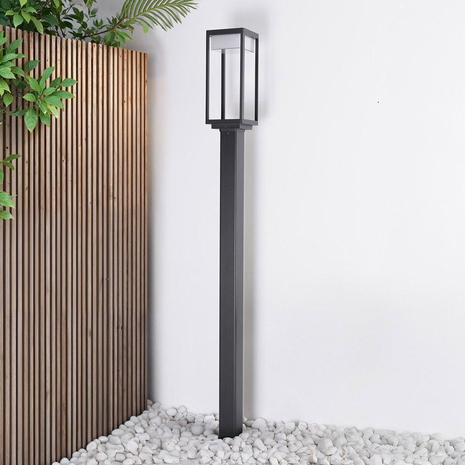 Stående utomhuslampa Charles - 180 cm antracit med integrerad LED