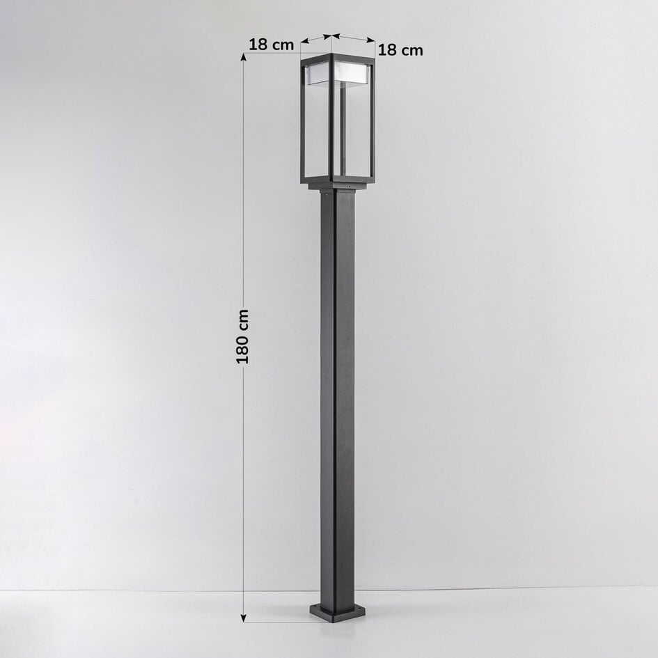 Stående utomhuslampa Charles - 180 cm antracit med integrerad LED