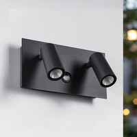 Utomhusvägglampa Filia med sensor och vinkelbara spotlights - antracit med integrerad LED