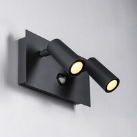Utomhusvägglampa Filia med sensor och vinkelbara spotlights - antracit med integrerad LED