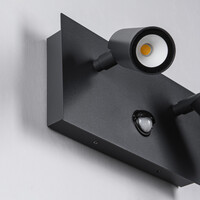 Utomhusvägglampa Filia med sensor och vinkelbara spotlights - antracit med integrerad LED
