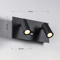 Utomhusvägglampa Filia med sensor och vinkelbara spotlights - antracit med integrerad LED