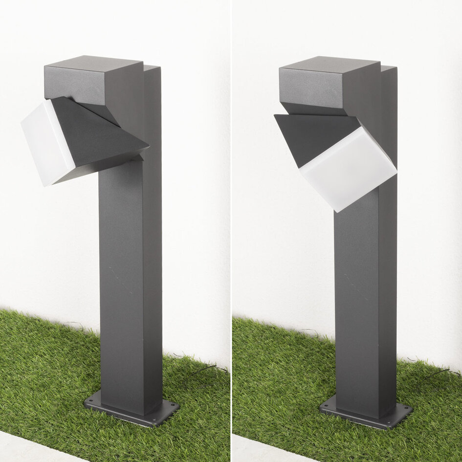 Stående utomhuslampa Elpida med vinkelbar spotlight - antracit med integrerad LED