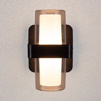 Utomhusvägglampa Diona med två lampor - svart med integrerad LED