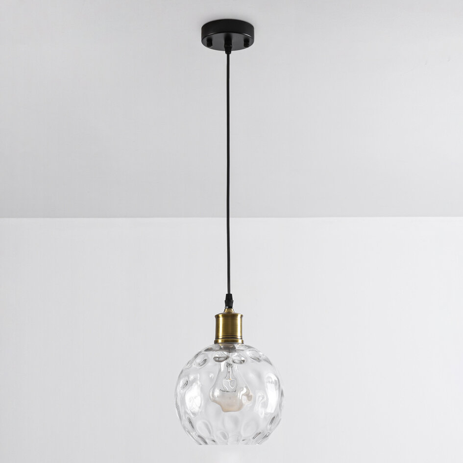 Pendellampa Verona - transparent glas, rund kula