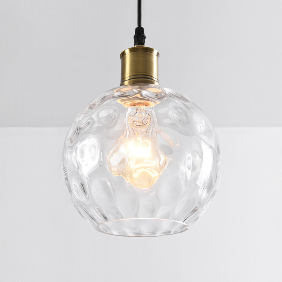 Pendellampa Verona - transparent glas, rund kula