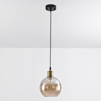 Pendellampa Liya med en lampa i konjaksfärgat glas