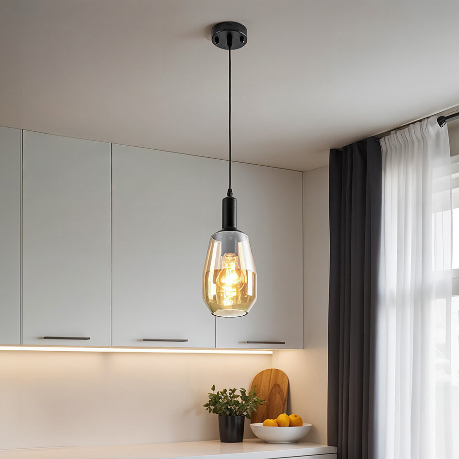 1-ljus taklampa Mala - avlångt glas