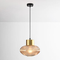 Pendellampa Imara med amberfärgat glas