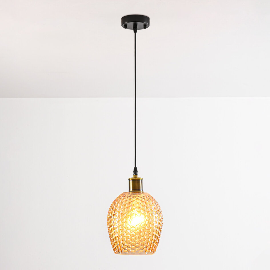 Pendellampa Lana med amberfärgat glas - variant 1