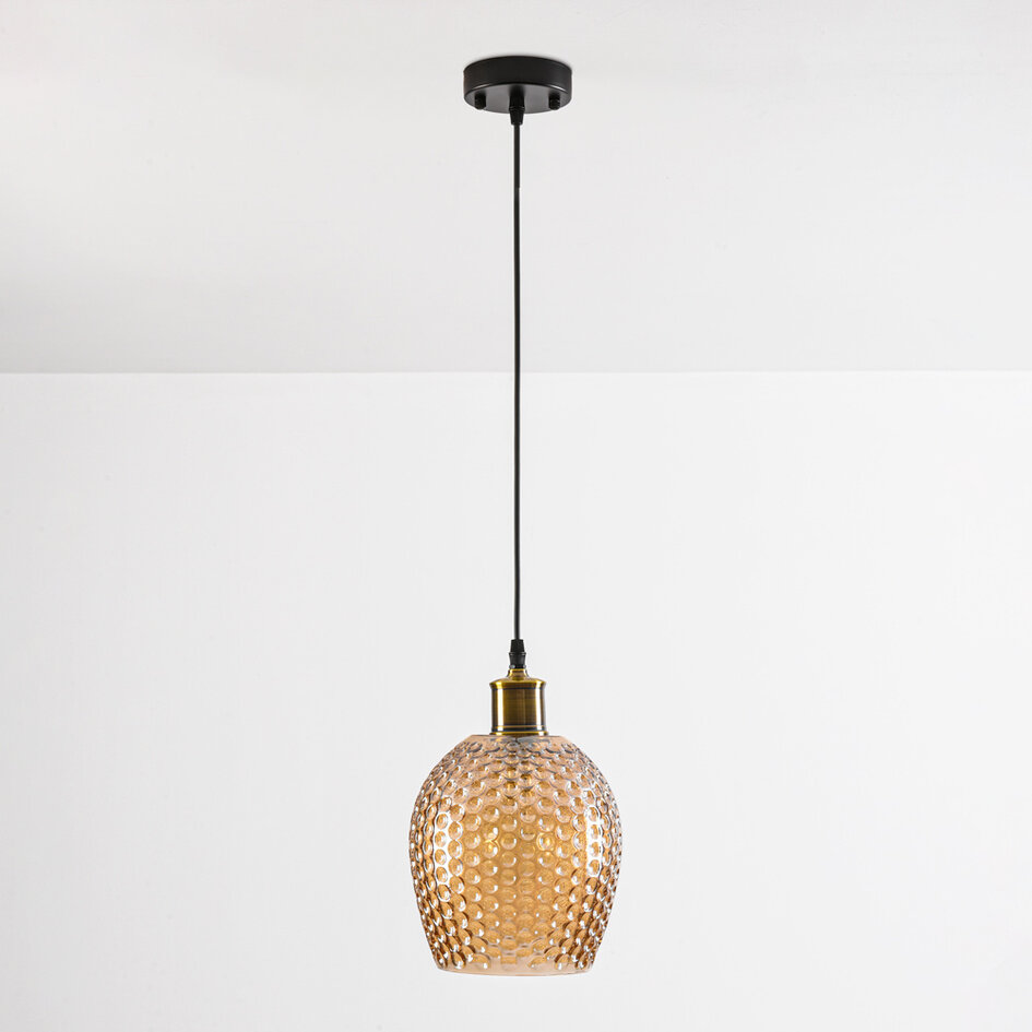 Pendellampa Lana med amberfärgat glas - variant 1