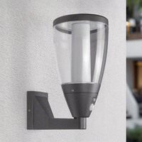 Solcellsdriven utomhusvägglampa Daron med sensor - antracit