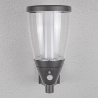 Solcellsdriven utomhusvägglampa Daron med sensor - antracit