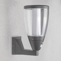 Solcellsdriven utomhusvägglampa Daron med sensor - antracit