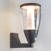 Solcellsdriven utomhusvägglampa Daron med sensor - antracit