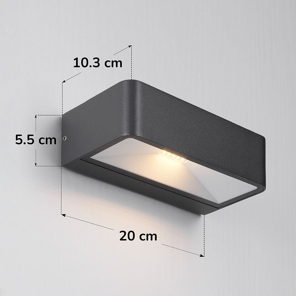 Solcellsdriven utomhusvägglampa Pascale - antracit