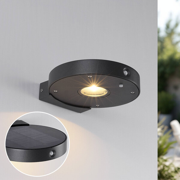 Kompakt solcellsdriven utomhusvägglampa med sensor Mea