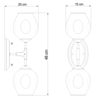Vägglampa Larissa med två lampor och glaskulor