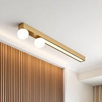 Taklampa Paros med integrerad LED - guld och mjölkvit