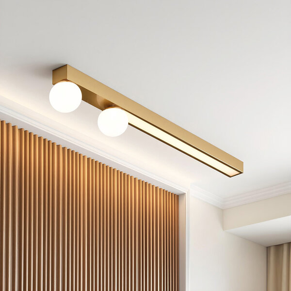Taklampa Paros med integrerad LED - guld och mjölkvit