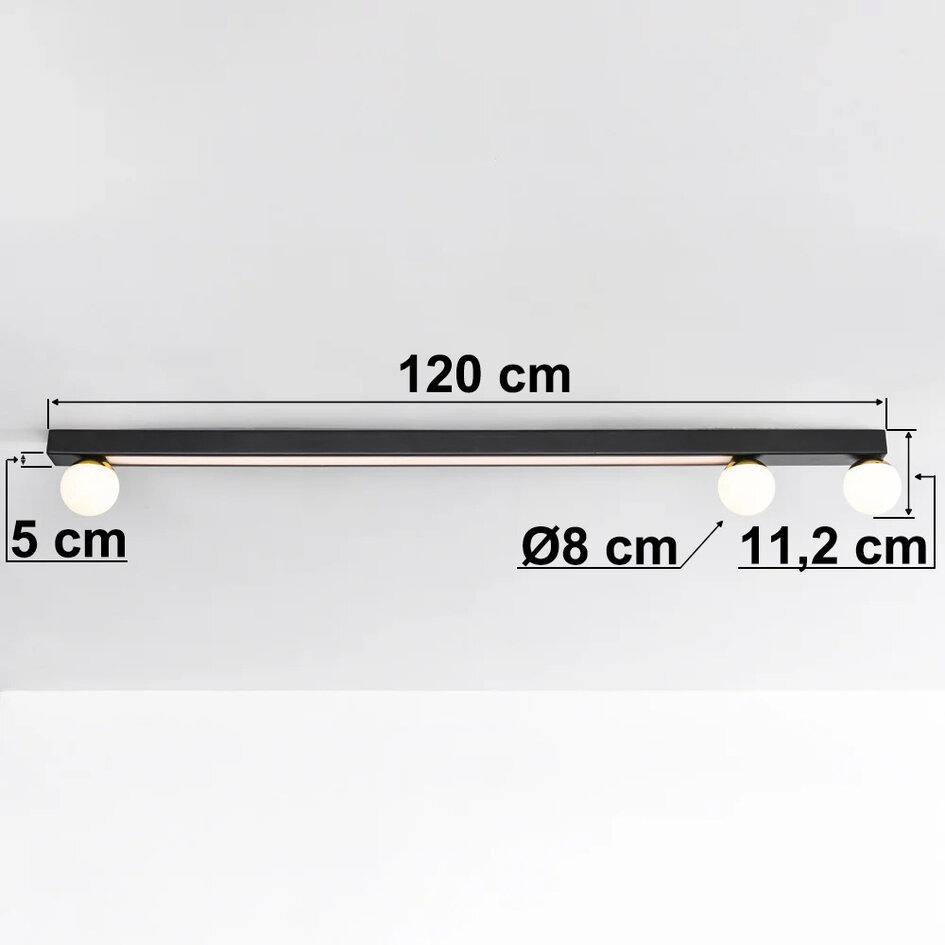 Taklampa Xander med integrerad LED - svart och mjölkvit