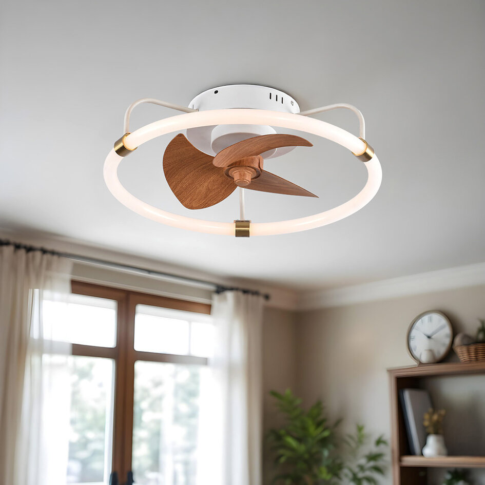 Takfläkt Zefiros med integrerad LED, dimbar - bambu