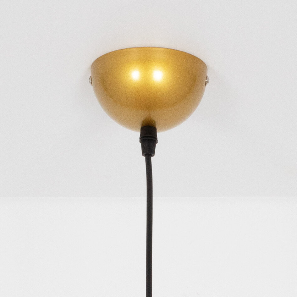 Retro pendellampa Doran av räfflat glas - grå och guld