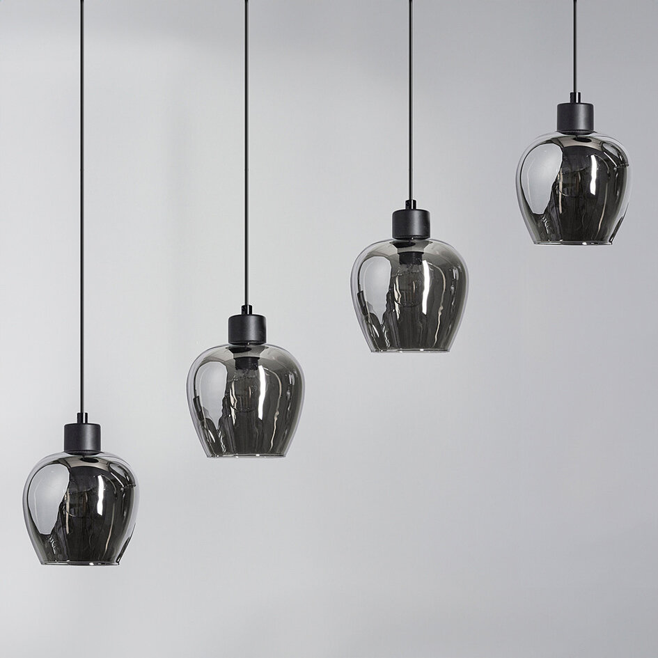 Pendellampa Sanford med fyra lampor - rökfärgat glas