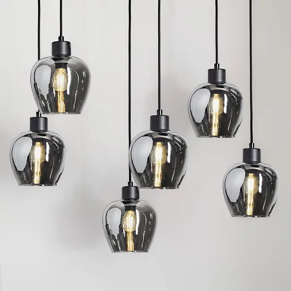 6-lamps taklampa med rökfärgat glas - Arvada