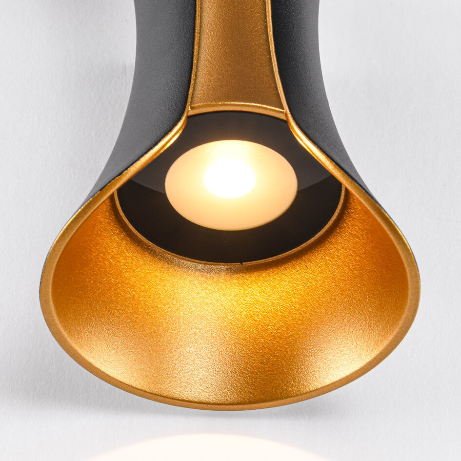 Utomhusvägglampa Else med integrerad LED - svart med guld