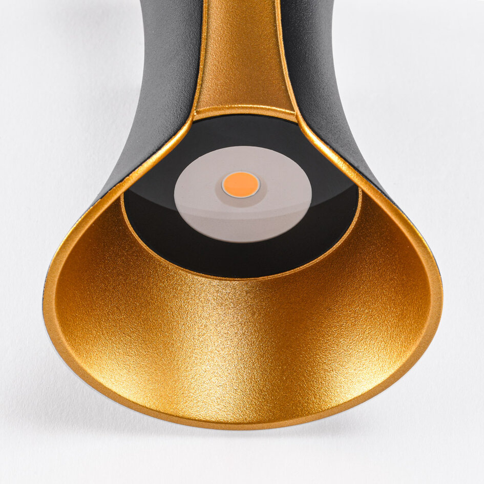 Utomhusvägglampa Else med integrerad LED - svart med guld