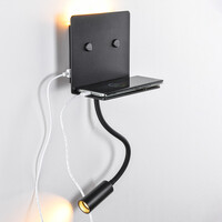 Multifunktionell vägglampa Sillia med justerbar arm och USB-port