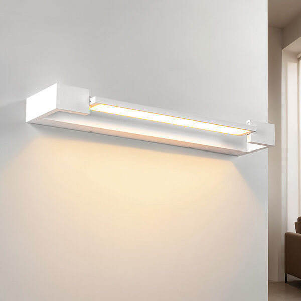 Vit vridbar vägglampa Sirle, 45 cm