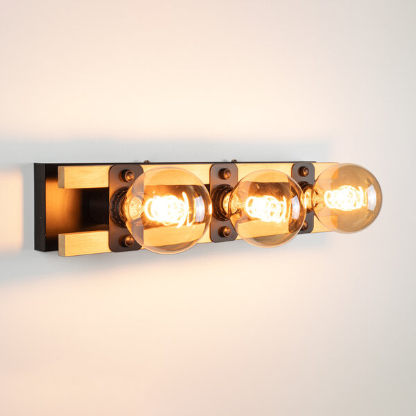 Svart vägglampa 3-ljus - Nolan