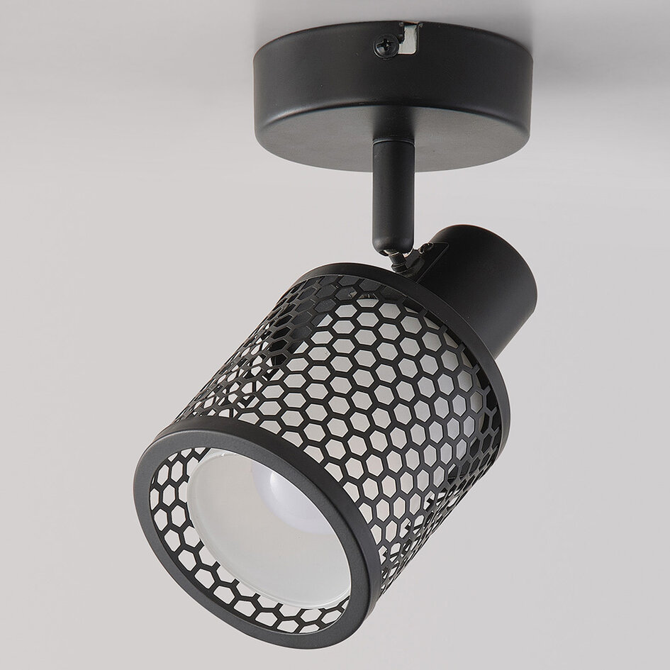 Taklampa Fori med en lampa - svart med bikakedesign