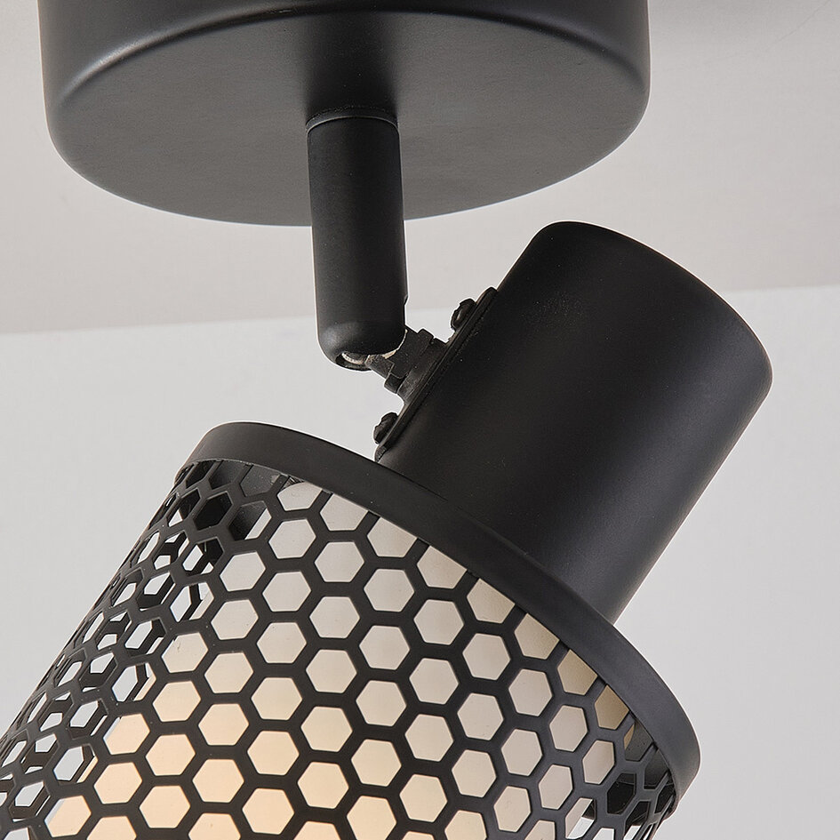 Taklampa Fori med en lampa - svart med bikakedesign